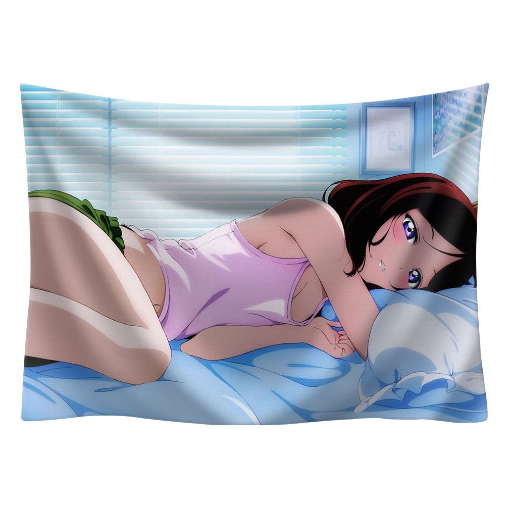 Мультфильм с милым японским аниме девушка настенный гобелен, настенные картины Йога бросок полотенце пляжное Пикник коврик настенный гобелен 200*150 см - Цвет: Армейский зеленый