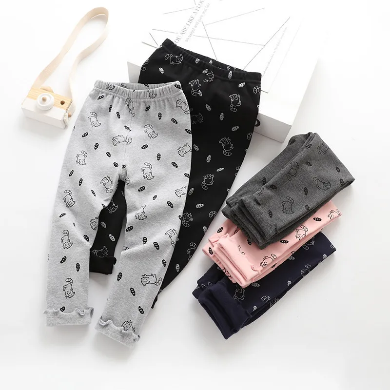 

Girls Full Printed Cartoon High-waisted Middle And Large CHILDREN'S Trousers Girls Elasticity Casual Leggings