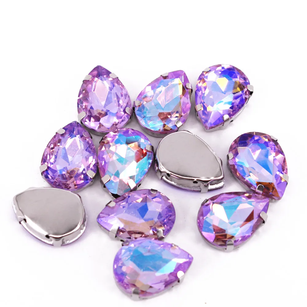 

13x18mm 10pcs Crystal Glass Teadrop Sew On Rhinestonres With Gold Claw Drop Many Colors Sew On Claw Rhinestone For Wedding Decor