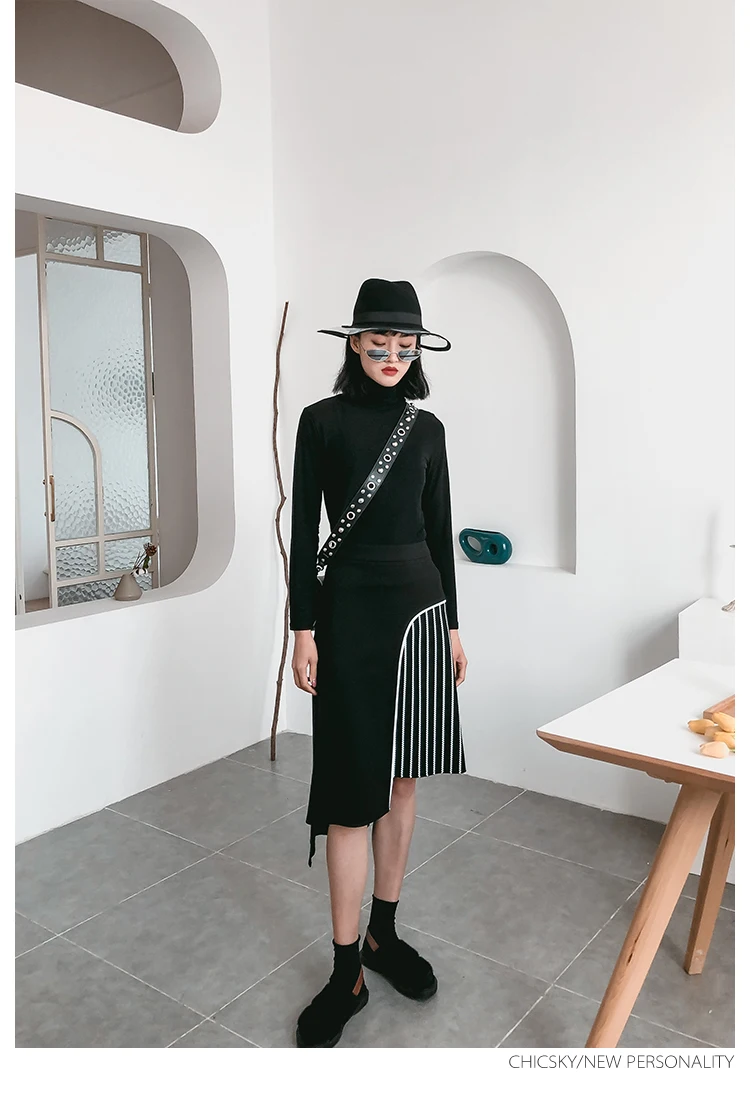 Модная контрастная цветная полосатая Женская юбка с принтом, Лоскутная Весенняя Готическая Асимметричная уличная Женская юбка