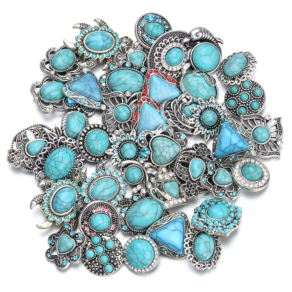 10pcs/lot Wholesale Snap Jewelry 18mm Snap Buttons Mixed Natural Stone Snaps for Snap Bracelet Bangle DIY Accessories