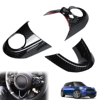 

3Pcs Steeing Wheel Decorative Sticker Carbon Fiber Style Steeing Wheel Covers Automotive Interior Sticker Cover for MINI Cooper