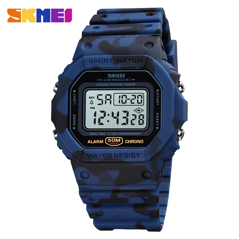 SKMEI 1628 Digital Sport Watch Men 2 Time Count Down Mens Wristwatches Fashion Retro Male Watches reloj hombre 