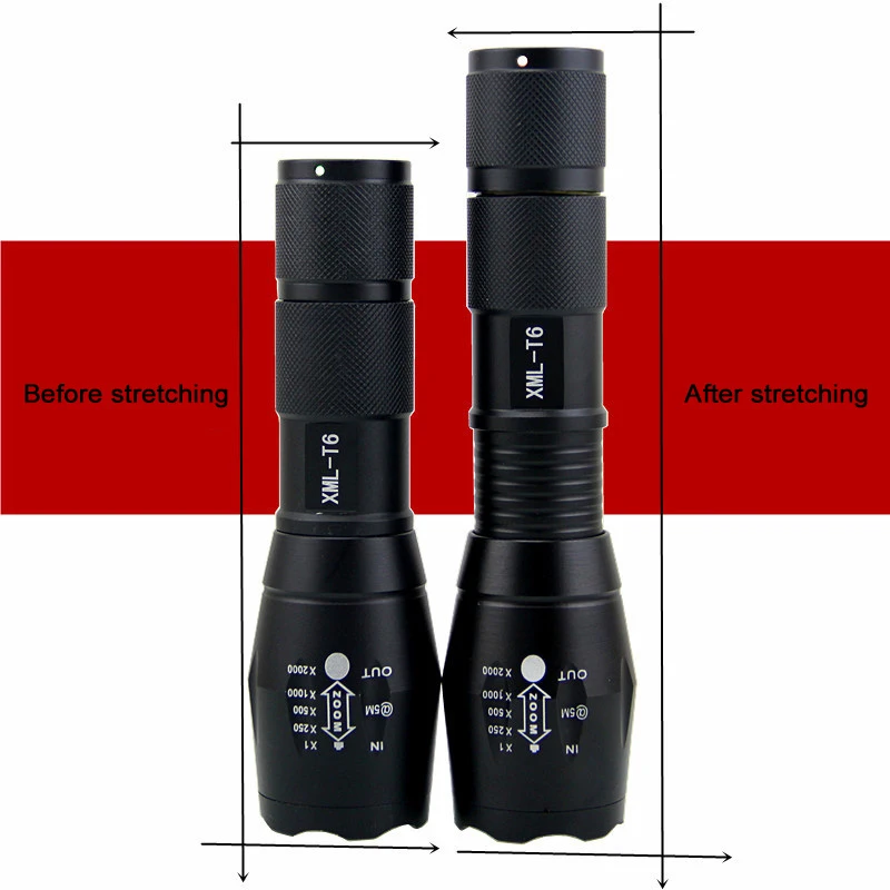 Сверхмощный светодиодный фонарик T6 яркий телескопический зум L2