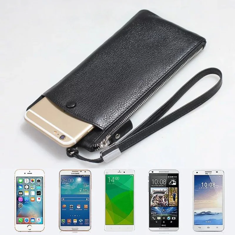 

Genuine leather phone bag Universal 1.0"~6" For iphone XR X XS Max 6s 7 8 Plus 11 Pro Max wallet purse phone case ,CKHB-QB2