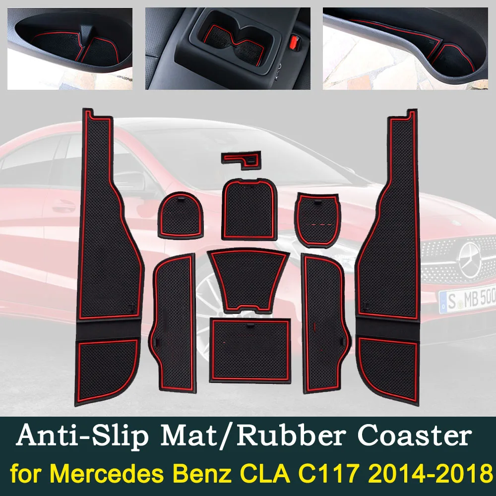 Противоскользящая резиновая подушка для чашки двери Mercedes Benz CLA C117 W117 AMG 45 2014 ~ 2018 2016