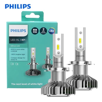 

Philips LED H7 Ultinon LED Auto Headlight 6000K Cool Blue White Light +160% Brighter Long LIfetime Car Bulbs 11972UL X2, Pair