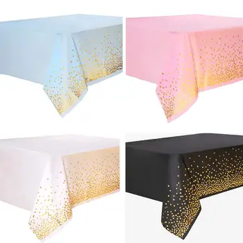 

Gold Pink Dot Gilded Tablecloth 137*274cm Disposable Table cloth Kids Birthday Party Supplies Baby Shower Wedding Home Decor