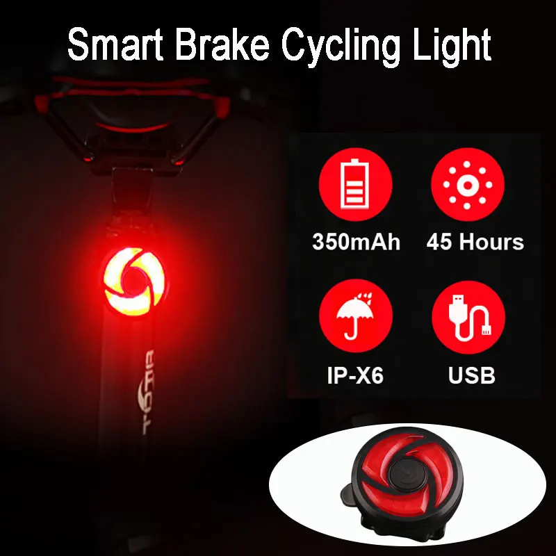 

Smart Bike Tail Light USB Charge Smart Brake Sensor Taillights MTB Road Cycling LED light Waterproof Bycicle Warning Back Lights