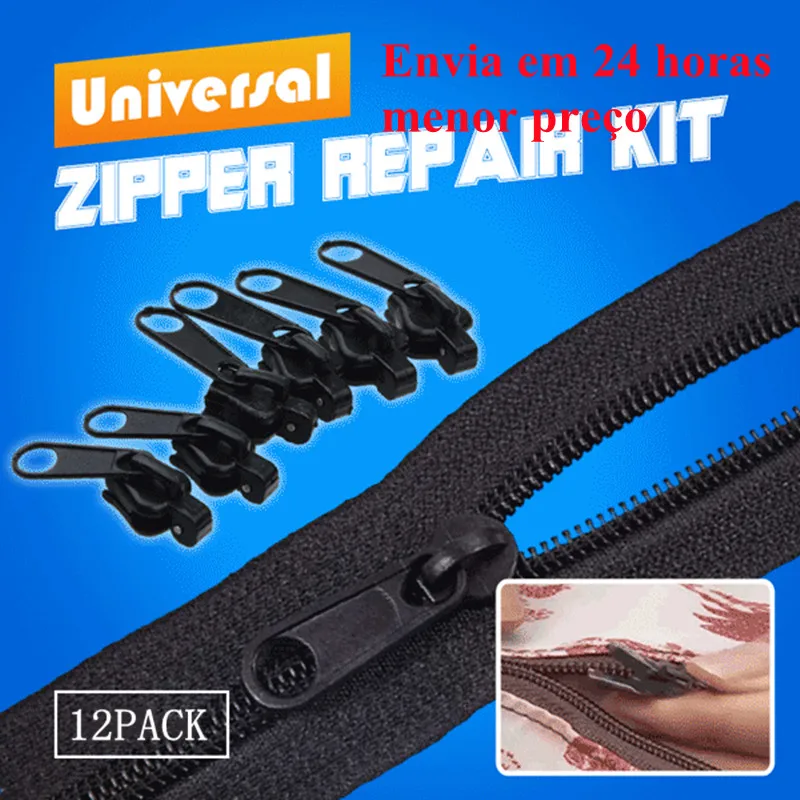 12 pçs/conjunto de zíper instantâneo universal reparo instantâneo de zíper kit de reposição de