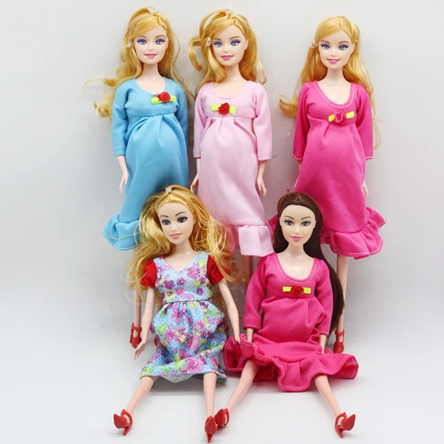 Mais Recente Moda Handmade Crianças Brinquedos Lady Grávida Feminino  Bonecas 30 Centímetros Em Miniatura Dollhouse Móveis Acessórios Para Barbie  11.5'DIY Jogo