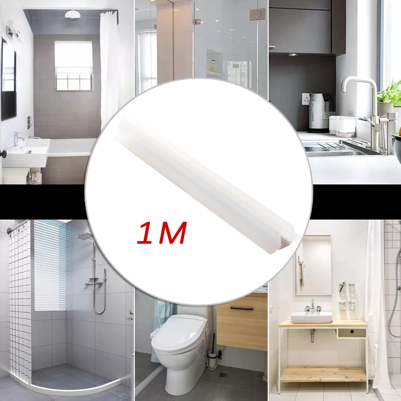 1M Silicone Wall Sealing Strip Self-Adhesive Kitchen Caulk Tape Bathroom Use New