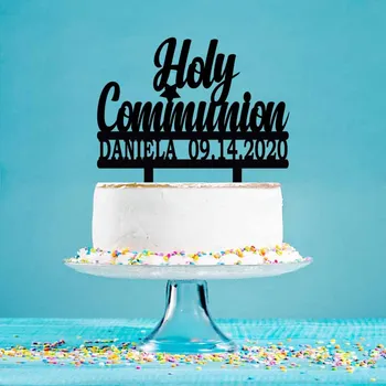 

Custom Kids Name Party Date 1st Holy Communion Acrylic Cake Topper For Kids First Holy Communion Party Decoration YC005