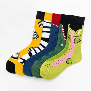 

2019 New Wholesale Men And Women Zebra Crocodile Yellow Green Color High Tube Long Socks