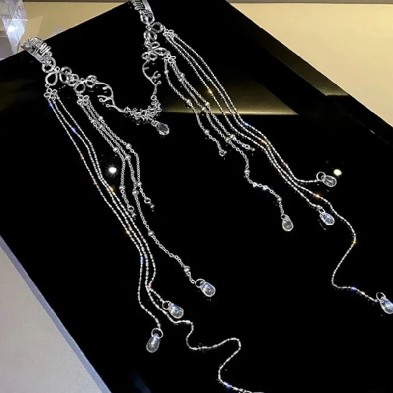 Elegant Shinning Rhinestones Long Tassel Hairwear Waterdrop Crystal Retro Hairband for Women Chinese Style Accessories hair accessory,jewelry accessories,hair headdress,hair band crown