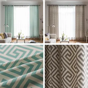 

100*280cm Soft Maze Print Line Cotton Blinds Shading Window Curtains Black Out Red Curtain For Living Room High Quality