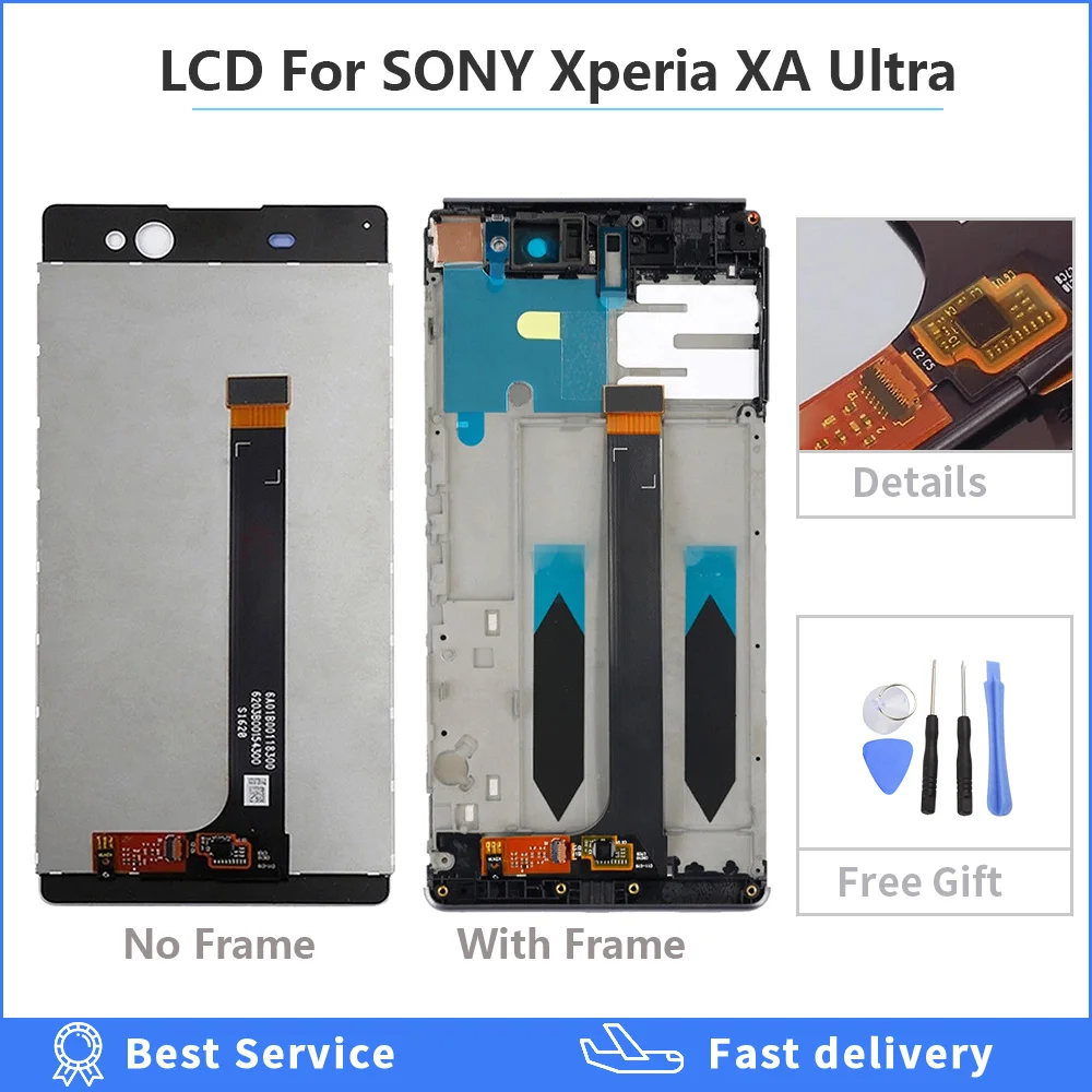 6," для Sony Xperia XA ultra screen F3211 F3212 F3215 F3216 F3213 ЖК-дисплей с сенсорным экраном дигитайзер Рамка для XA C6 Ultra lcd