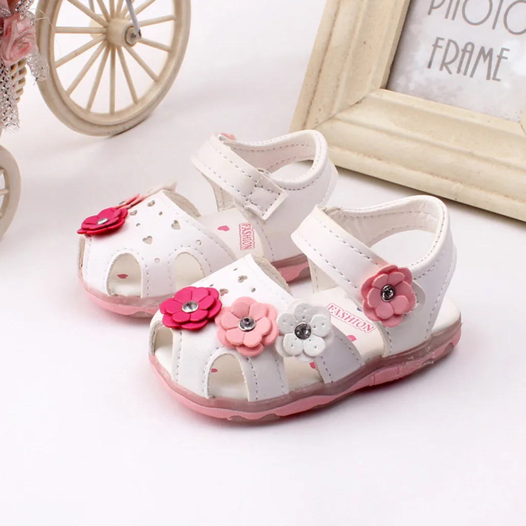 Sandalias TELOTUNY para niños pequeños, niñas, niñas, bonitas flores, suela suave, sandalias luminosas LED, zapatillas, sandalias para niños, niñas, Jun6