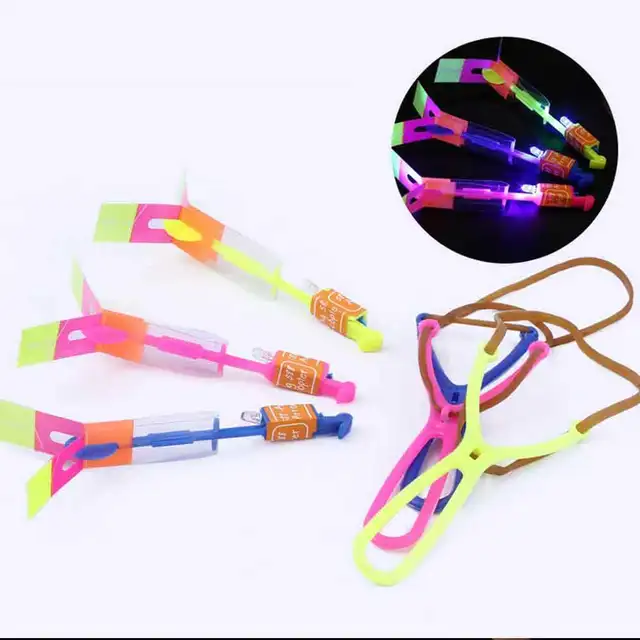 1/10 pcs Led Lighting Up Luminous Toy Flying Slingshot Flying Toys Toys Xmas Decor Light Quickly Fast Catapult Children Gift 1