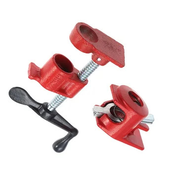

3/4 Wood Gluing Pipe Clamp Set Heavy Duty Woodworking Cast Iron for Woodworking Water Pipe Jointed Board (Red)