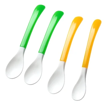 

2Pcs Baby Boy Girl Spoon Feeding Utensils Soft Head Tableware Solid Color Silicone Spoon Safe And Non-toxic Dropshipping
