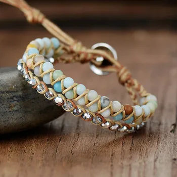 New Friendship Bracelet Amazonite Crystal Braided Bracelet Best Friend Bohemia Bracelet