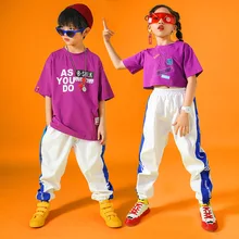 Детская танцевальная одежда, Бальные футболки, штаны, джазовые шоу, сценические костюмы, хип-хоп костюмы для девочек и мальчиков, конкурс танцев, костюмы