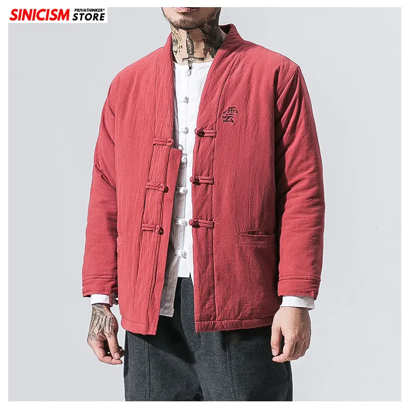 

Sinicism Store Men's Solid Rope Belt Cotton Jacket Autumn Thicking Slim Coats Male Streetweat Vintage Jacket 5XL