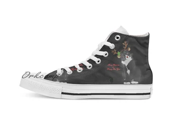 

Reindeer Christmas Cat Custom Casual High Top lace-up Canvas shoes sneakers Drop shipping