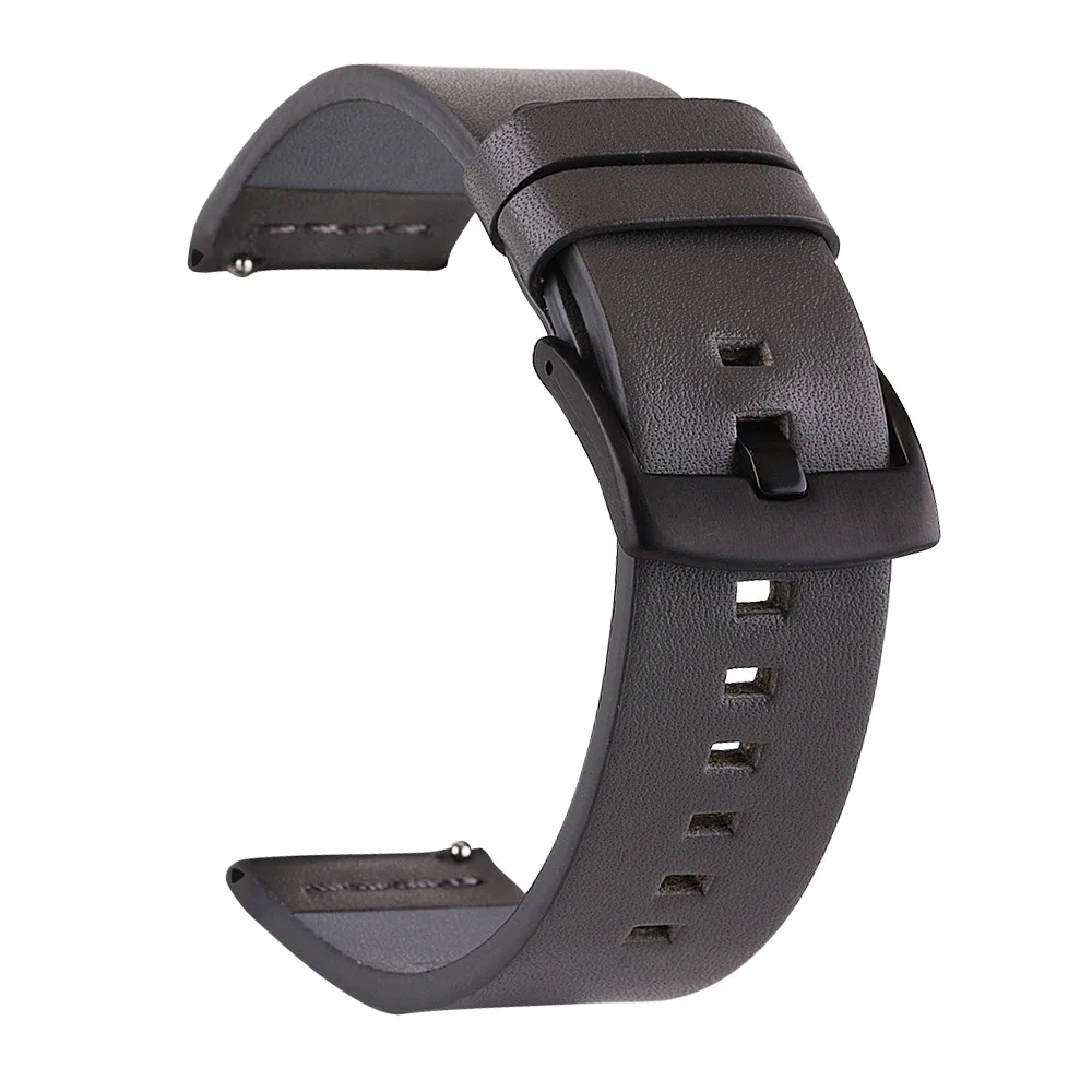 Ремешок для часов из натуральной кожи 18 мм, 20 мм, 22 мм, 24 мм, для samsung Galaxy Watch, 42 мм, 46 мм, Active2, ремешок для часов Amazfit GTR/Bip - Цвет ремешка: Grey B