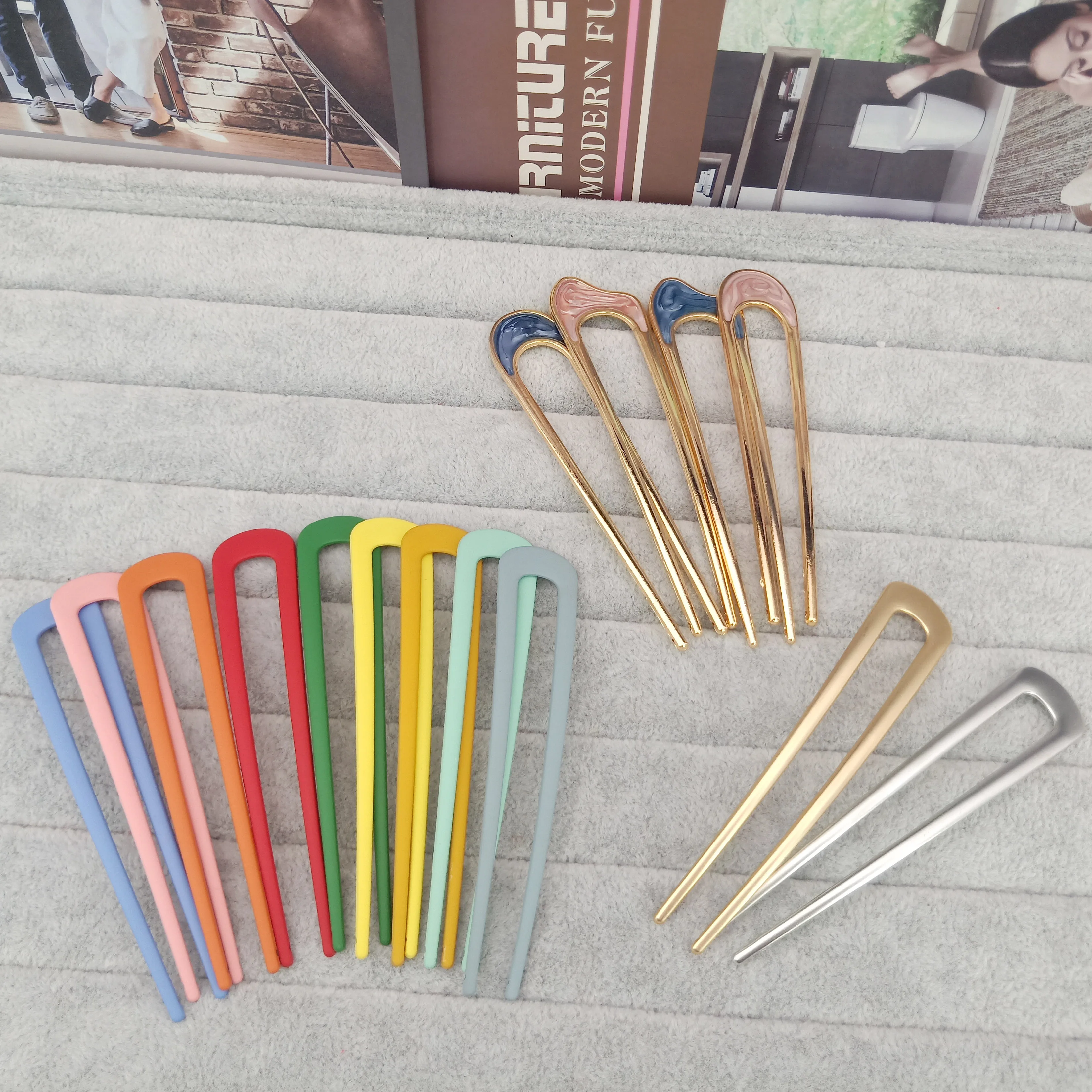 Metal Hair Sticks for Women Shell Hair clip pins Minimalist U Shape Girls Hairpins Bun maker Headwear