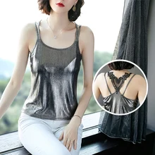 Korean Fashion Silk Women Camis Streetwear Sexy Tops Lace Sleeveless Halter Top Female Tank Tops Plus Size XXL Black Crop Top