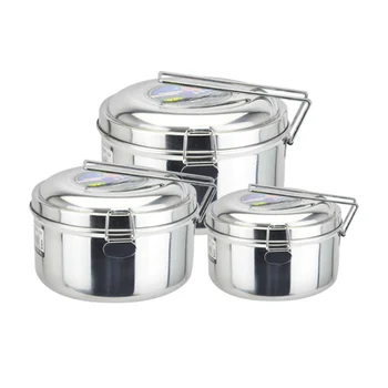 

Stainless Steel Multi-purpose Lunch Box Bento Box Round Rice Cylinder Adult Covered Korean Canteen Student Divided Fast Food Cup