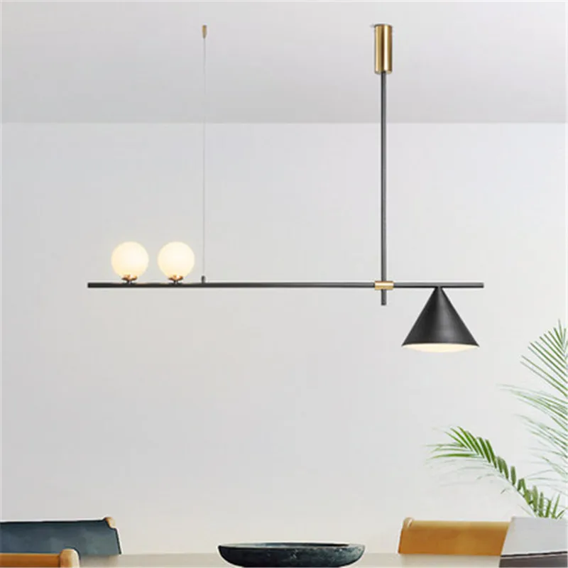 

Modern Pendant Light Art LED Lamps Bar Table Home Dining Hall Lamp Creative Personality Three Black Lamps