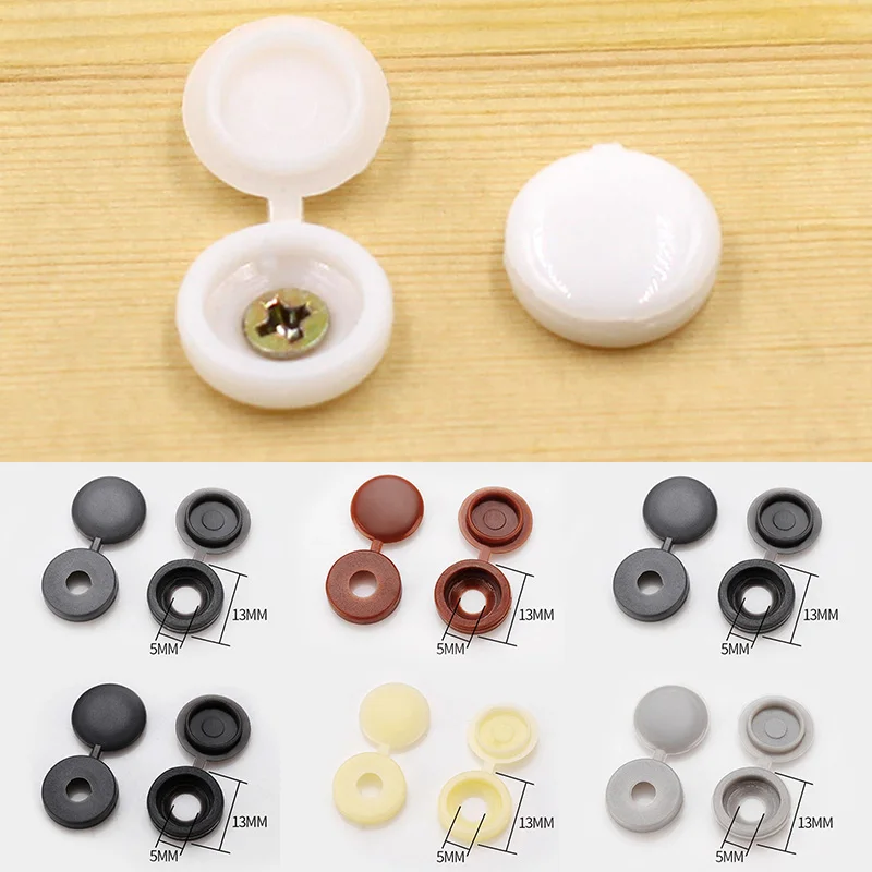 

100Pc Screw cap Practical Hinged Plastic Screw Fold Snap Protective Cap Button Nuts Cover Bolts Protect Furniture Exterior Decor