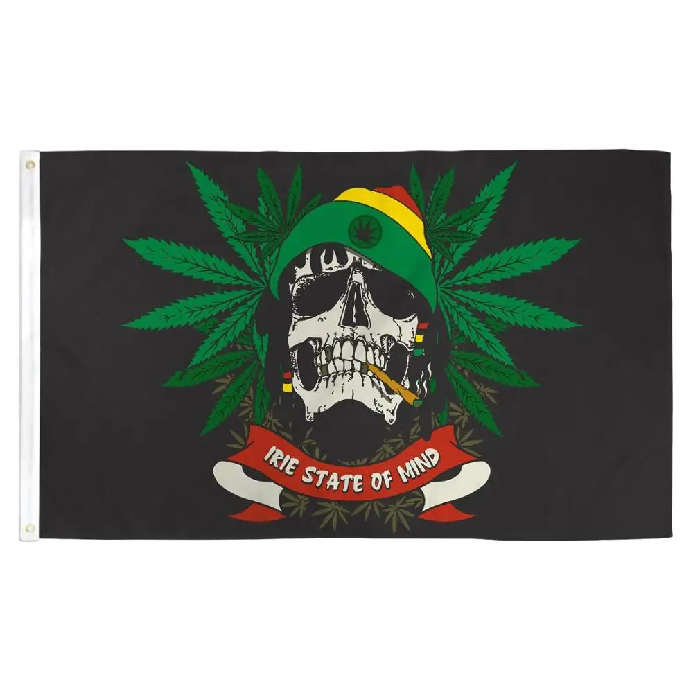 Флаг с черепом Xiangying 90x150 см irie State of Mind Weed Rasta | Дом и сад
