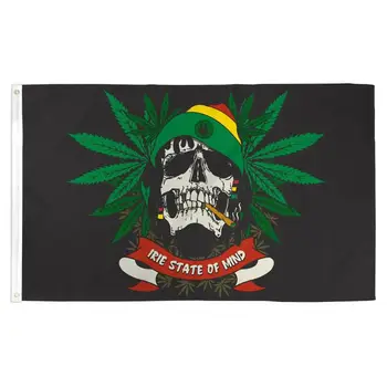 

Xiangying 90x150cm irie State of Mind Weed Rasta Skull Flag