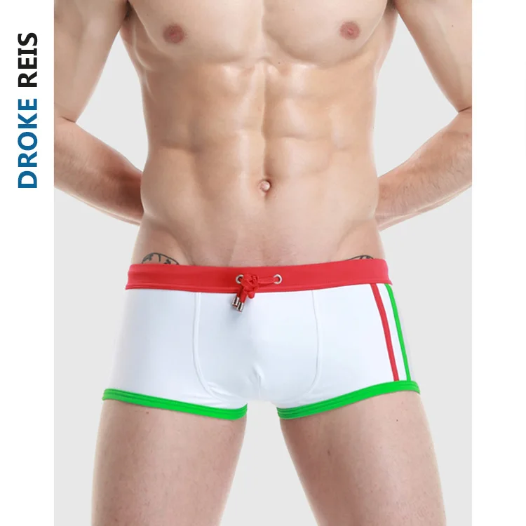 

2020 Summer New Style MEN'S Swimming Trunks Boxer Swimming Trunks Men's Chinlon Tight Swimming Trunks Contrast Color Beach Short