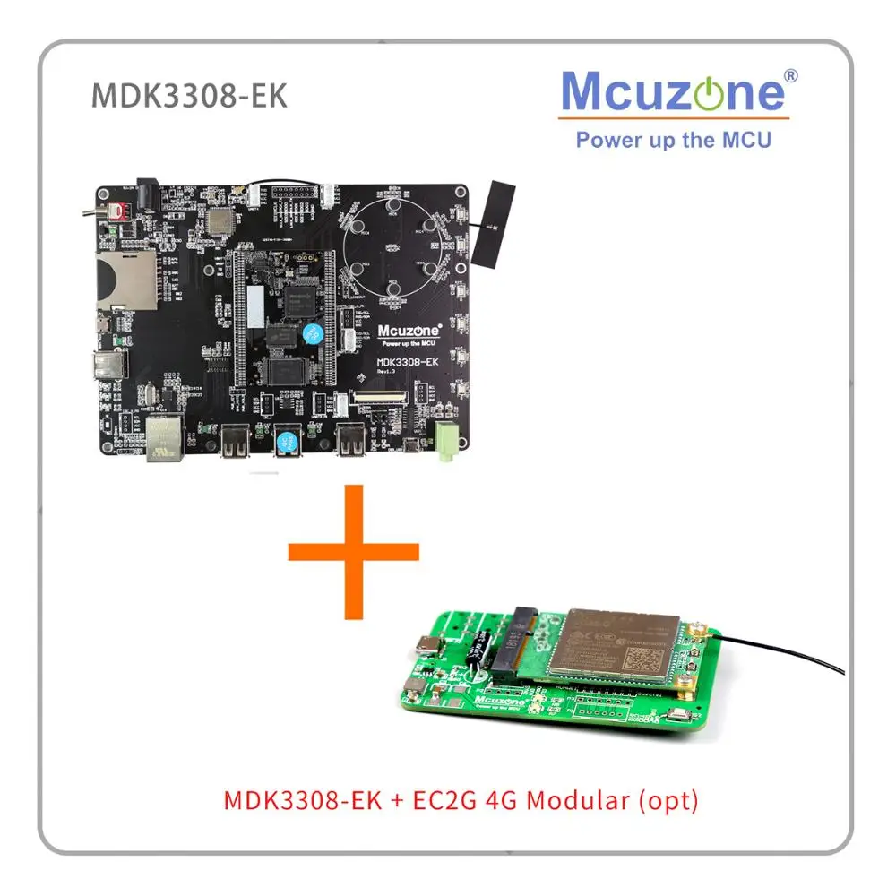 Rockchip RK3308 MDK3308-EK, четырехъядерный Cortex-A35 до 1,3 ГГц, 512 Мб DDR3/3L 8 ГБ eMMC, AI VA 7LCD EC20 4G wifi UVC камера - Комплект: 3308-EK and EG25