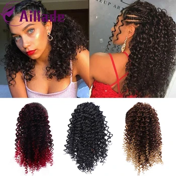 

AILIADE 14 Inch Synthetic Long Afro Kinky Curly Ponytail Extension Drawstring Corn Hair Piece for Women Solid and Gradient Color