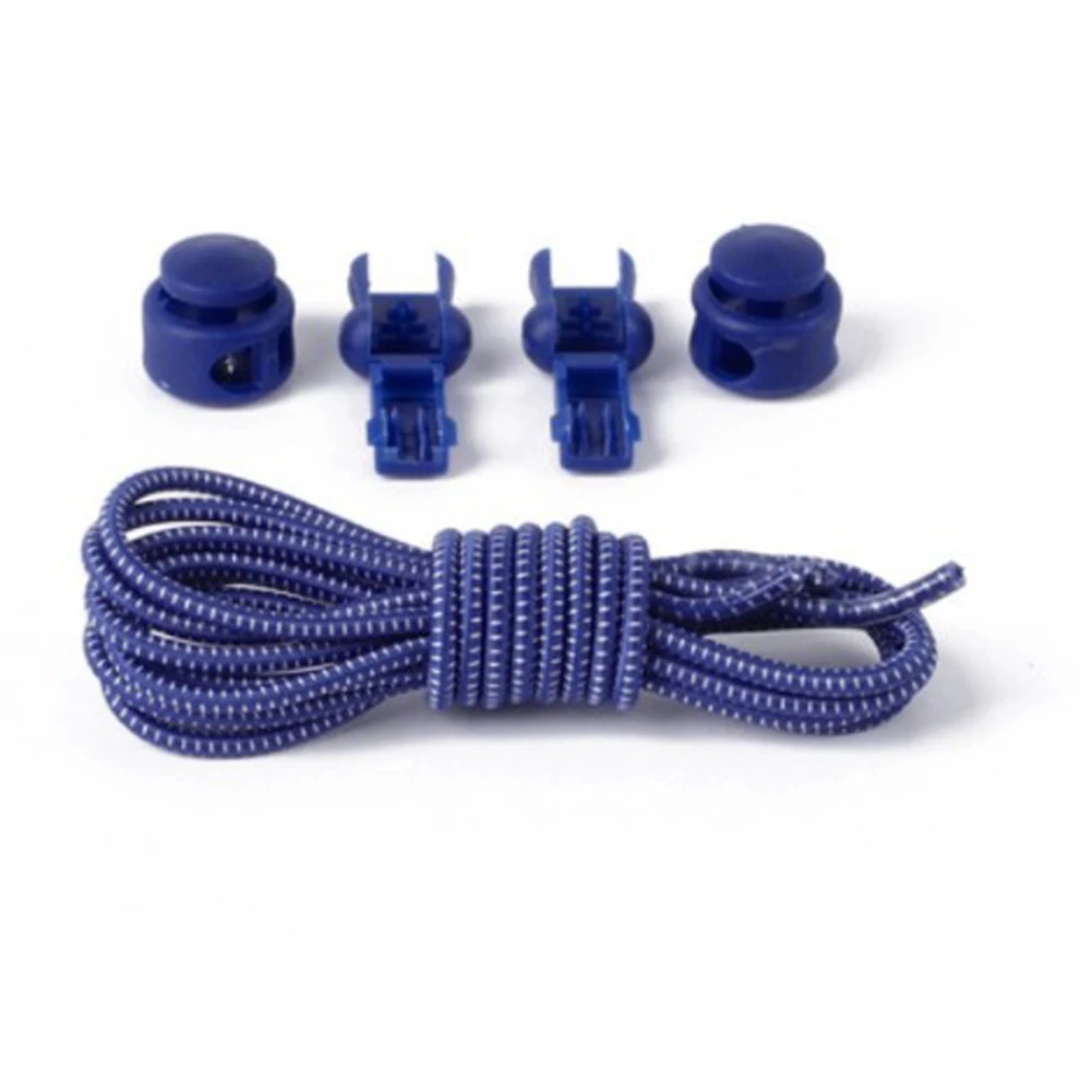 Растягивающийся замок кружева 24 цвета пара фиксирующий башмак шнурки эластичные шнурки для кроссовок шнурки для бега/триатлона - Цвет: dark blue white