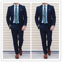 На заказ темно-синий мужской костюм смокинг для свадьбы 2 шт. пиджак в деловом стиле заостренный лацкан Костюм Homme Terno вечерние костюмы(куртка+ брюки