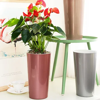 

Self Watering Planter Violet Pots Lazy Flower Pot Automatic-Watering Planter Flower Pot Garden Decoration Home Office-30