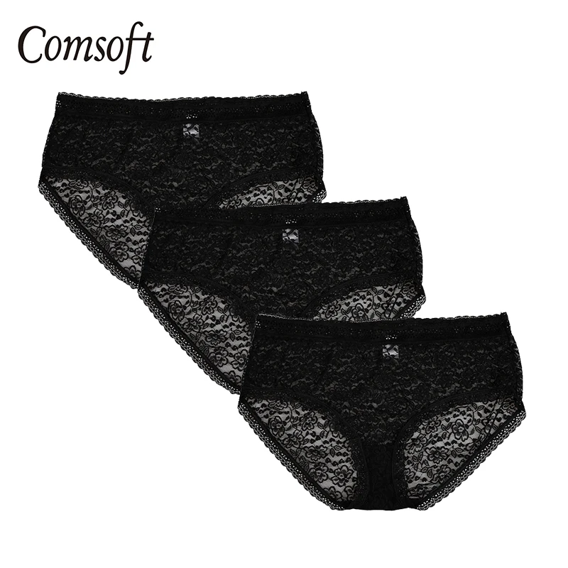 3 шт. Comsoft Открытое платье, женское нижнее белье, трусики, сексуальное черного цвета женские трусики с высокой талией ультра тонкий женский женское нижнее белье|Женские трусики| | АлиЭкспресс