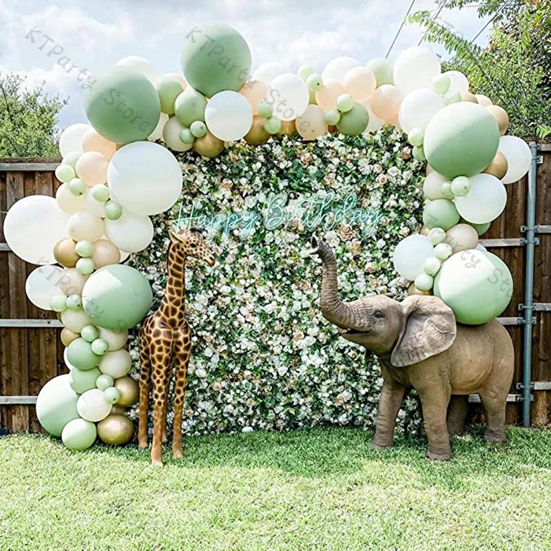 

138pcs Sage Green Balloon Garland Wedding Decoration Doubled Cream Peach Gold Balloon Arch Kit Baby Shower Birthday Party Decor
