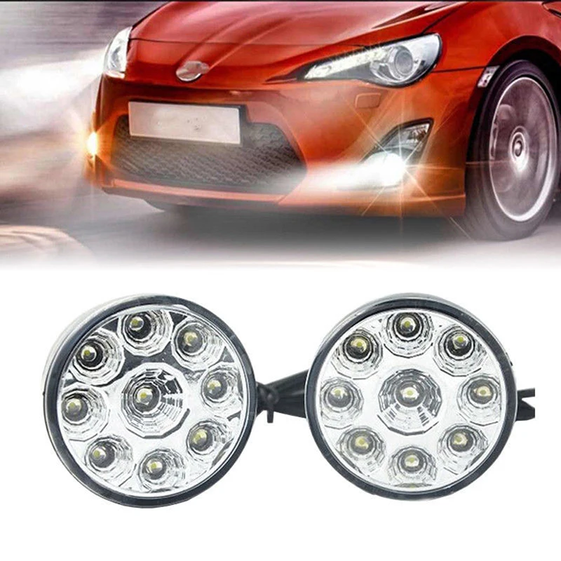 2 шт. 9LED DRL Автомобильная противотуманная фара круглый ходовой Дневной светильник белый - изображение