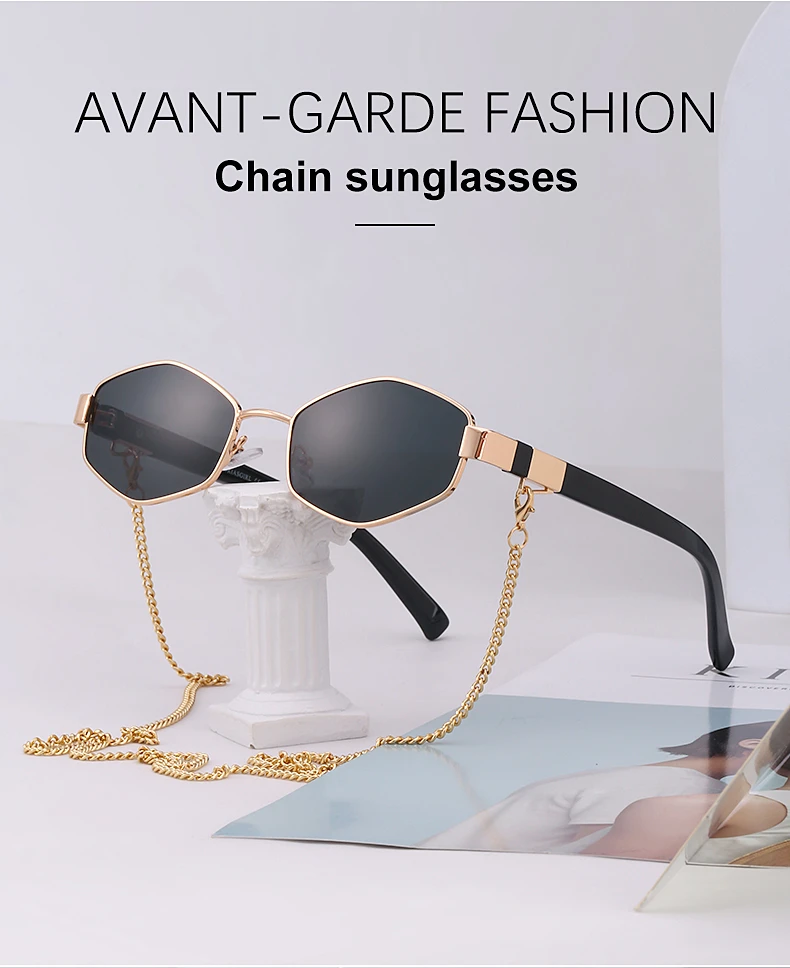 Fashion Small Irregular Sunglasses Women 2022 Luxury Brand Design Trendy Diamond Sun Glasses For Female With Metal Eyewear Chain designer sunglasses