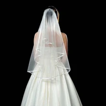 SERMENT Wedding Bridal Veil White Two-Layer Lace White Wedding Tops Women 80cm Shoulder Length Veil Wedding Accessories