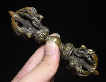 

christmas Collection Tibet Buddhism Copper Bronze Vajra-pestle Phurba Dagger Holder Statue halloween