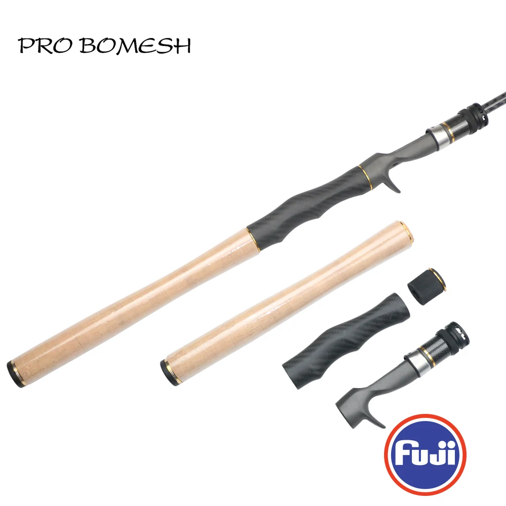 Pro Bomesh 1Set Fuji ECS Reel Seat + 3A Grade Cork 3K Carbon Fiber Grip  Casting Handle Kit DIY Fishing Rod Accessory
